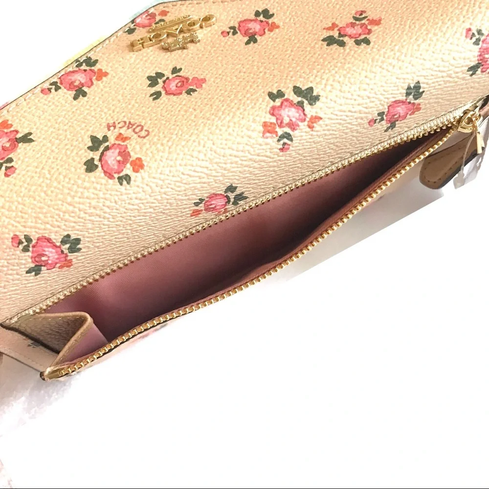 Coach Tossed Peonies Wallet In Blush Pink - Picture 3 of 7